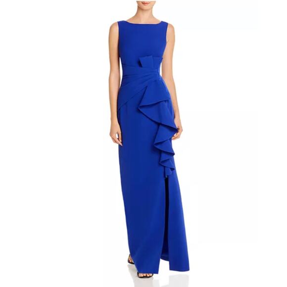 Eliza J Dresses & Skirts - Eliza J Ruffle Front Cobalt Blue Gown